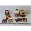 Image 1 : Christmas Decor Items - Tile Coasters - (2) Ceramic Cookie Jars - Ceramic Salt & Pepper Shakers & Na
