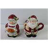 Image 4 : Ceramic Mister & Mrs Clause Creamer & Sugar Containers - Glass Festive Platter