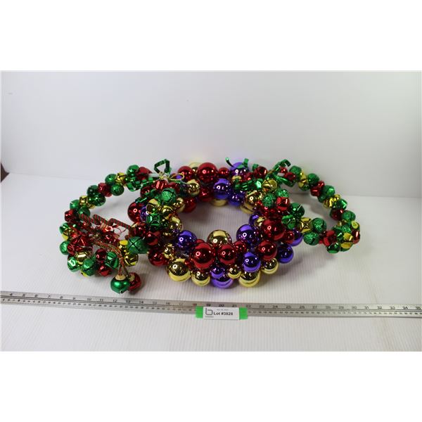 (2) Christmas Bell Wreaths - Ball Wreath - Bell Ornament