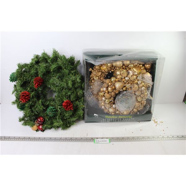 (2) Decorative Wreathes in Box - Wreath w/Acorns