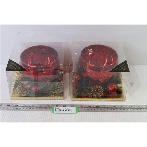 (2) Festive Candle Holders (NIB)