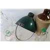 Image 3 : Glass Frost Shields - Stoneware Crock Jug - (3) Glass Bottles - Brooder Lamp Shade