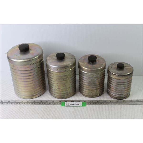 Vintage 4 Piece Metal Cannister Set