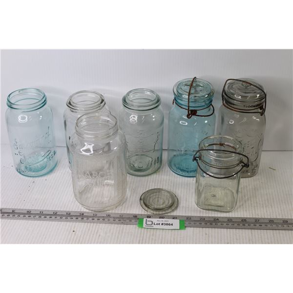 (7) Glass Sealer Jars - Crown - Perfect - Gem - Corona - Nabob