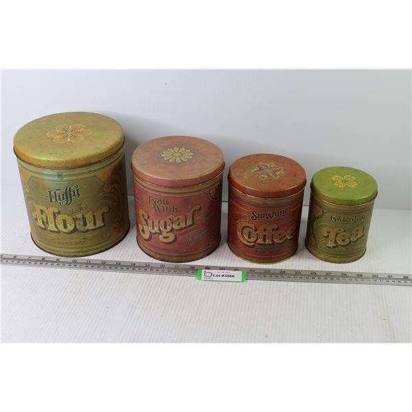 Vintage 4 Piece Metal Cannister Set