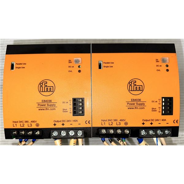 Lot of (2) Ifm Electronic #E84036 Power Supplies