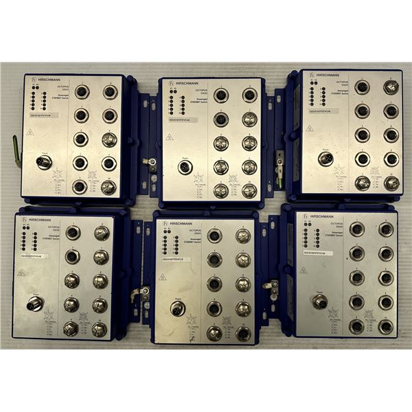 Lot of (6) Hirschmann #OCTOPUS-OS20  / #OS20-001000T5T5TAFUHB Ethernet Switches