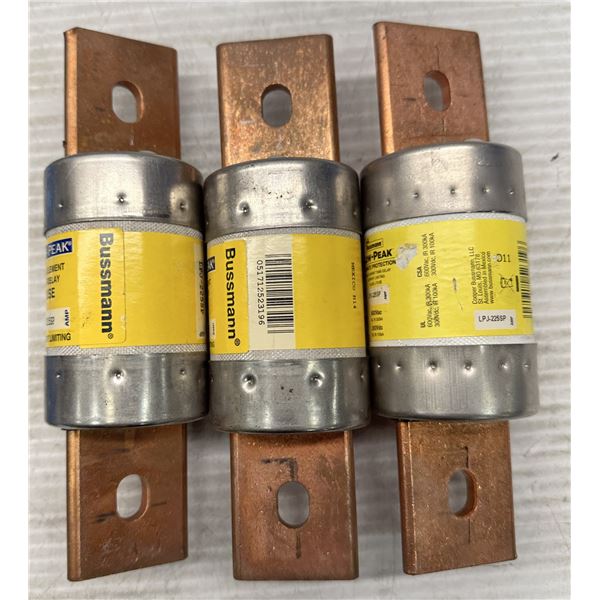 Lot of (3) Bussmann #LPJ-225SP Time Delay Fuses