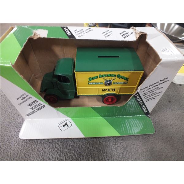 John Deere Die Cast Truck Bank w/ Coins