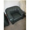 Image 2 : Green Leather Couch & Chair