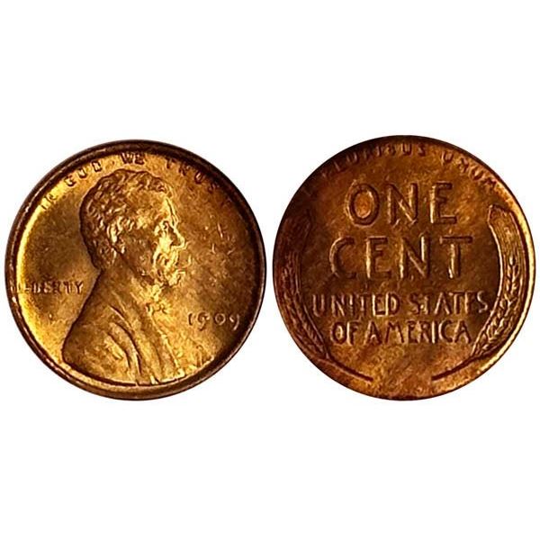1909 Lincoln Cent. VDB. ANACS graded MS64 RD