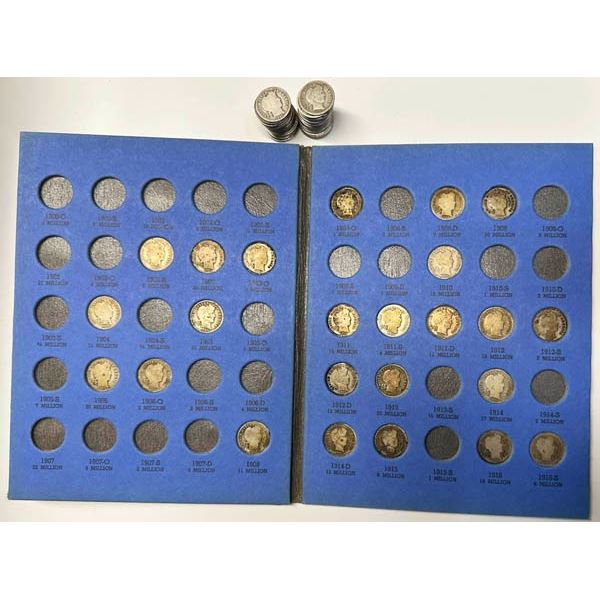 1902-1916 Barber Dimes. A group of 74