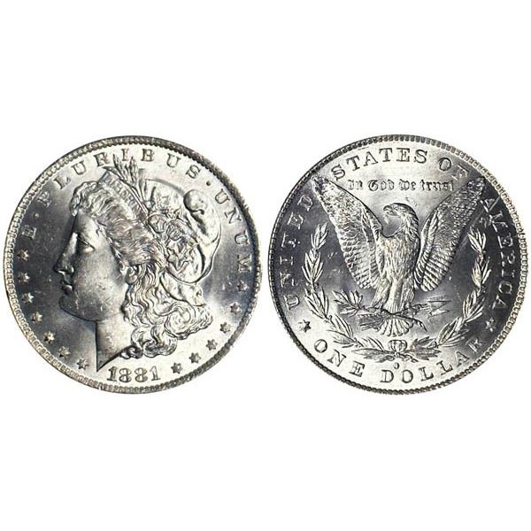 1881-O Morgan Dollar. PCGS graded MS63
