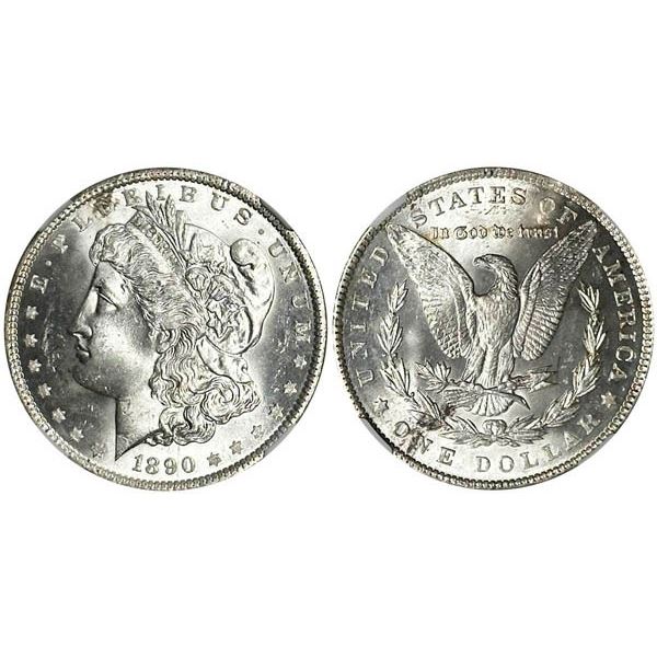 1890 Morgan Dollar. NGC graded MS64