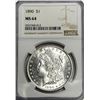 Image 2 : 1890 Morgan Dollar. NGC graded MS64