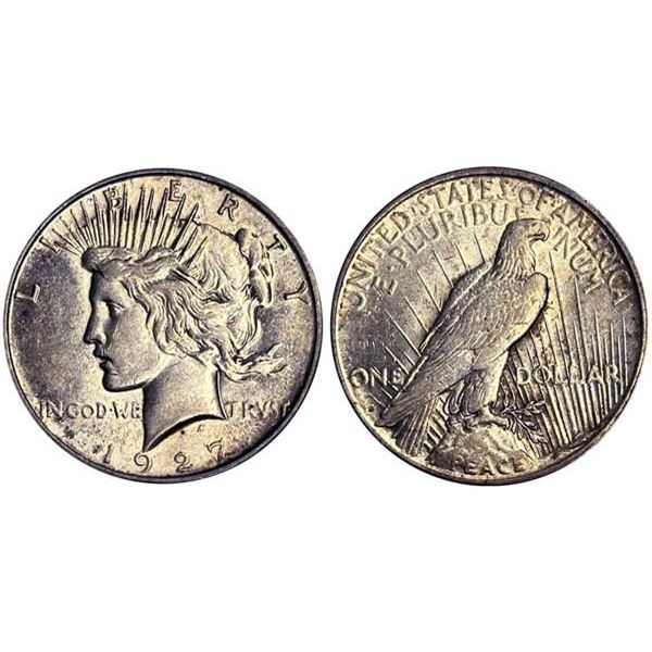 1927-D Peace Dollar. Unc