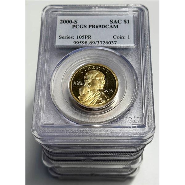 2000-S to 2005-S Sacagawea Dollars. A group of 12