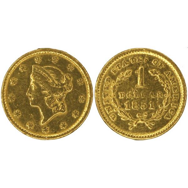 1851 Gold $1 Liberty. XF