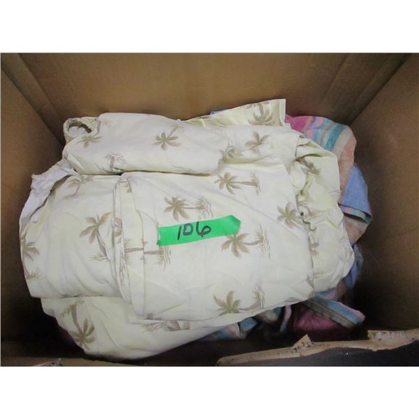 ESTATE:  BOX C/W ASSORTED BEDDING