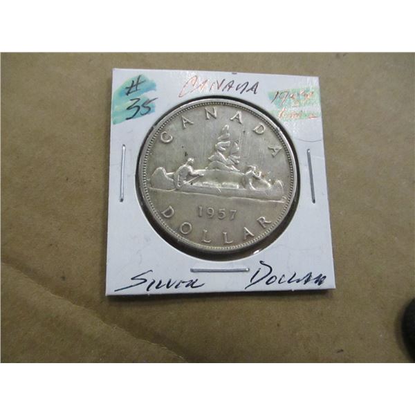 1957 ONE WATERLINE CANADA SILVER DOLLAR