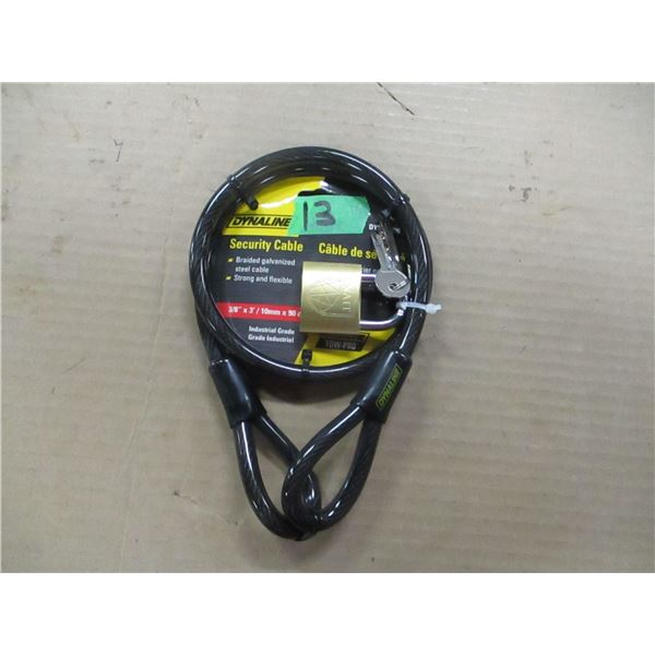 NEW:  3/8" X 3' SECURITY CABLE C/W LOCK & KEYS