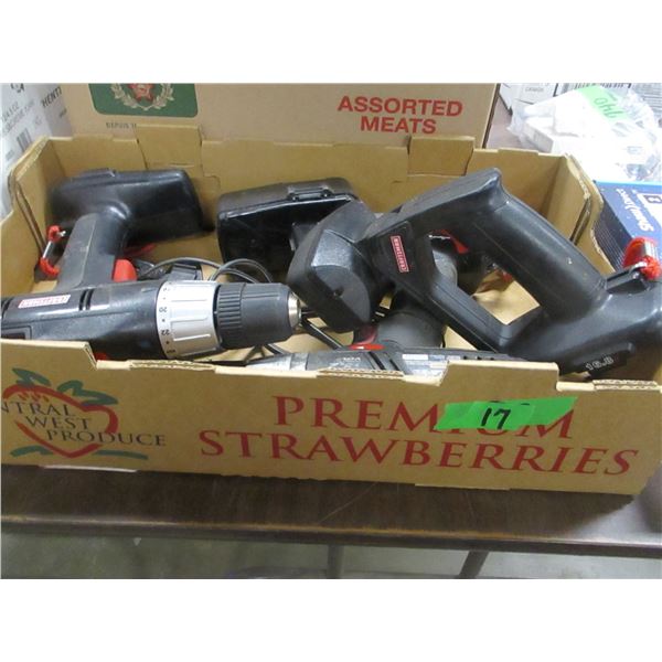 BOX C/W CORDLESS TOOLS (NO CHARGER)