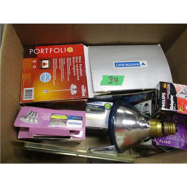 BOX C/W VARIOUS LIGHT BULBS