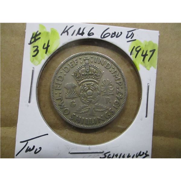 1947 KING GEORGE VI 2 SCHILLINGS