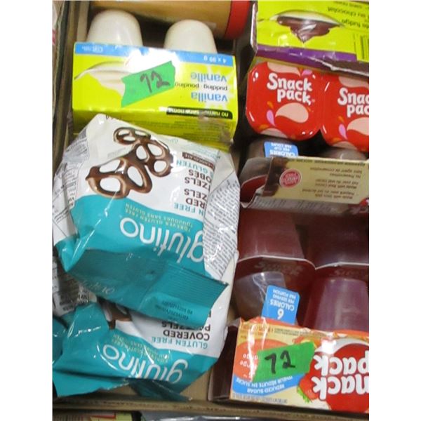 FREIGHT DAMAGE (AS IS):  FLAT C/W PUDDING, SPICE, SNACKS, ETC