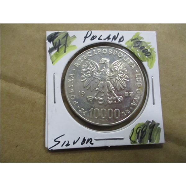 1987 POLAND SILVER 10,000 COIN