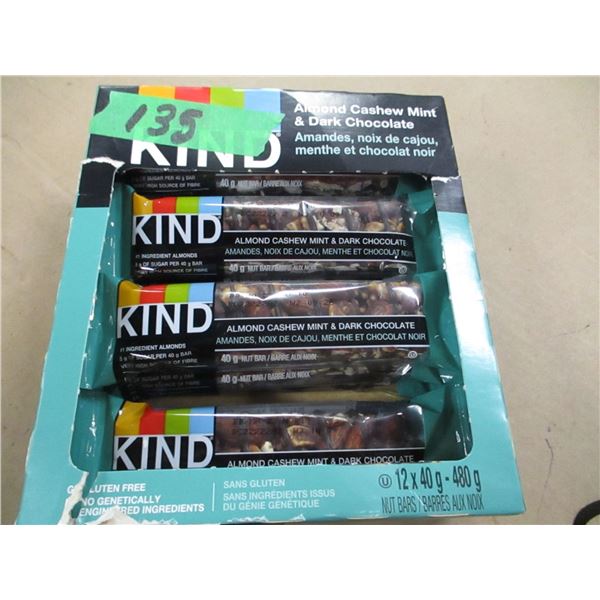 SHELF PULLS (AS IS):  ALMOND CASHEW MINT BARS (APPROX 11) - BOX