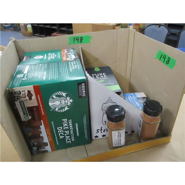 FREIGHT DAMAGE (AS IS):  BOX C/W COFFEE & TEA