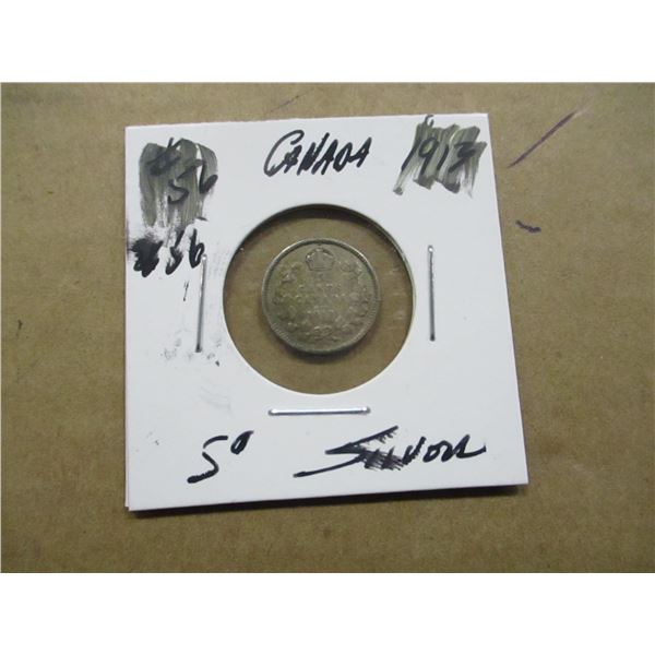 1913 CANADA KING GEORGE V SILVER FIVE CENT