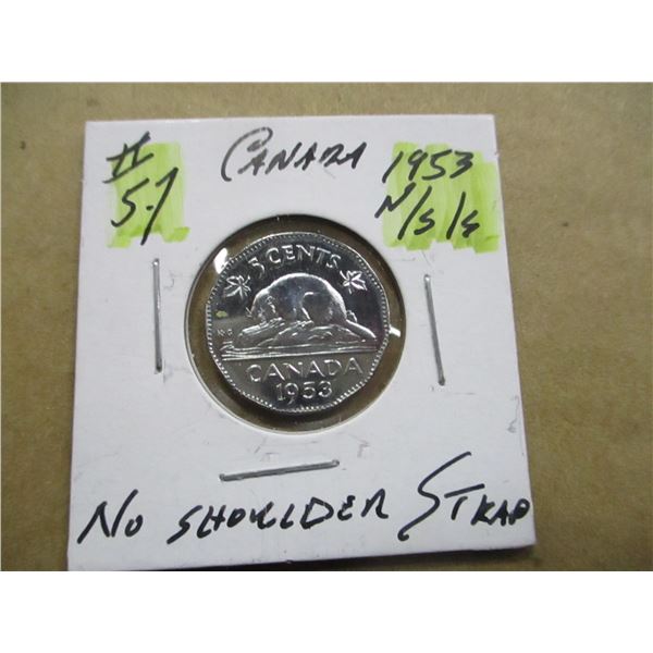 1953 NO SHOULDER STRAP CH/BU CANADA NICKEL