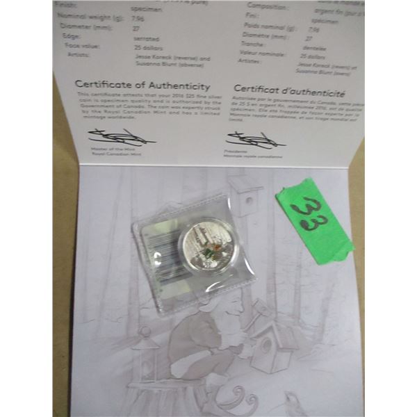 2016 CANADA SILVER $25 CHRISTMAS COIN