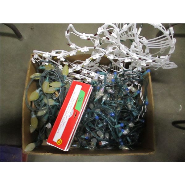 BOX C/W CHRISTMAS LIGHTS & ORNAMENTS