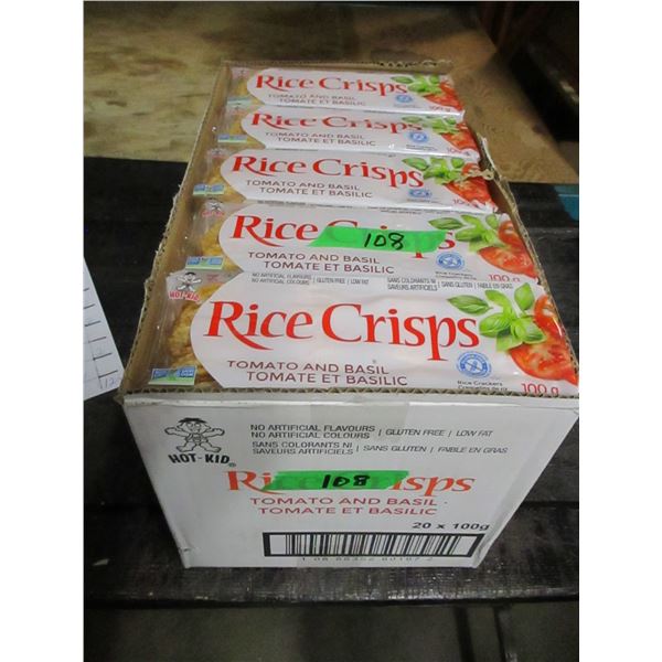 SHELF PULLS (AS IS - DATED):  BOX C/W 20 PACKAGES OF RICE KRISPS