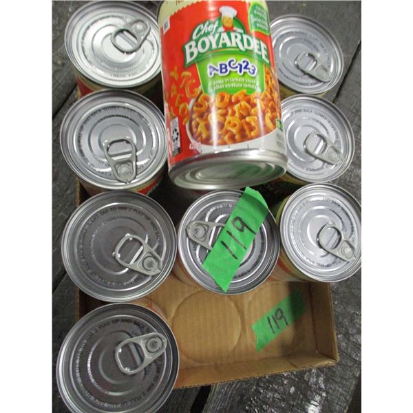 SHELF PULLS (AS IS):  FLAT C/W 11 CANS OF CHEF BOYARDEE PASTA