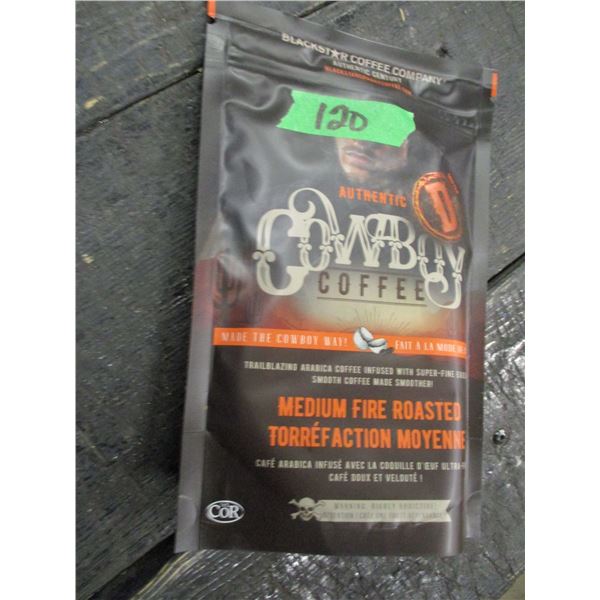 SHELF PULLS (AS IS):  COWBOY MEDIUM FIRE ROASTED COFFEE (227G) - PER PACKAGE