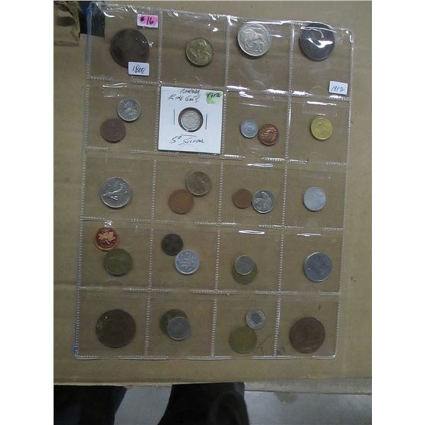 STOCK SHEET OF OVER 20 WORLD COLLECTIBLE COINS