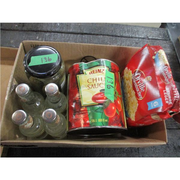 SHELF PULLS (AS IS):  FLAT C/W PICKLES, TONIC WATER, CHILI SAUCE, ETC