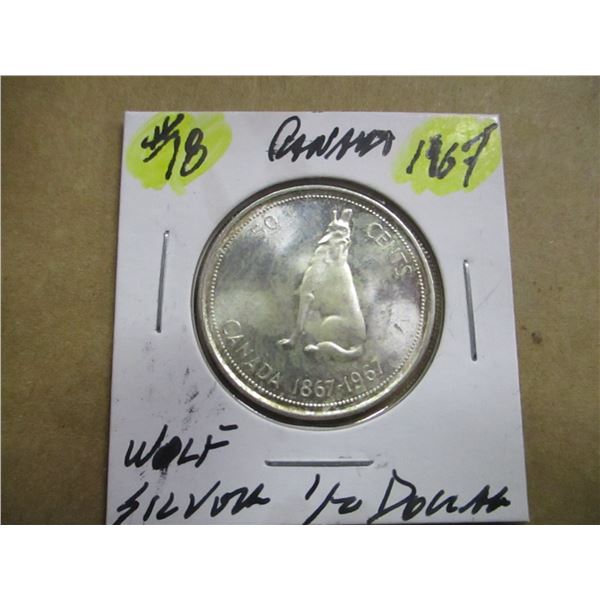 1967 CANADA WOLF SILVER HALF DOLLAR