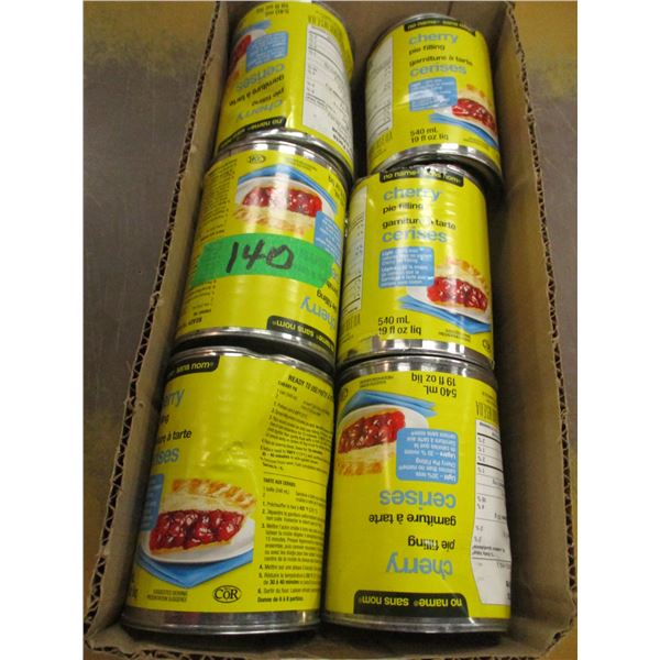 SHELF PULLS (AS IS):  FLAT C/W 6 - 540 ML CANS CHERRY PIE FILLING