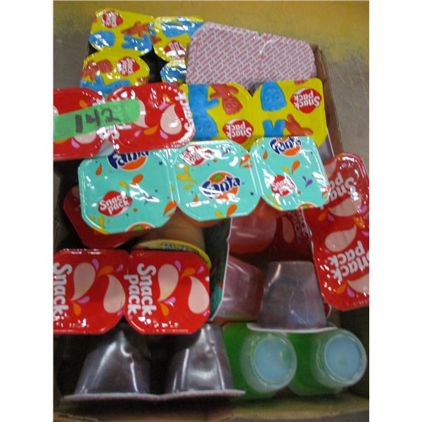 SHELF PULLS (AS IS):  FLAT C/W SNACK PACKS JELLO & PUDDING