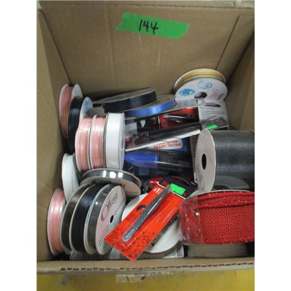FREIGHT DAMAGE (AS IS):  BOX C/W RIBBON & CRAFT SUPPLIES