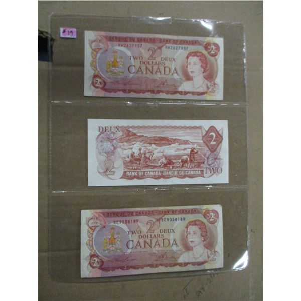 1974 STOCK SHEET LAST OF CANADA MULTI COLORED $2 BILLS