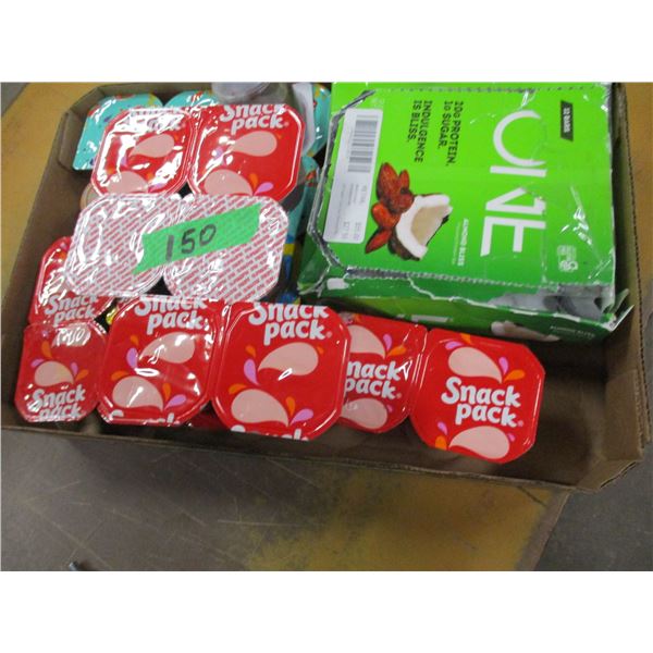 SHELF PULLS (AS IS):  FLAT C/W BARS & SNACK PUDDING