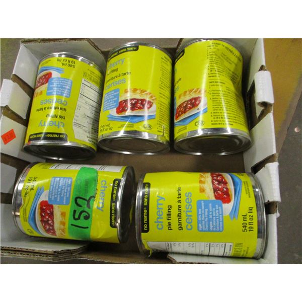 SHELF PULLS (AS IS):  FLAT C/W 5 CANS CHERRY PIE FILLING