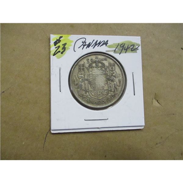 1942 CANADA KING GEORGE VI SILVER HALF DOLLAR