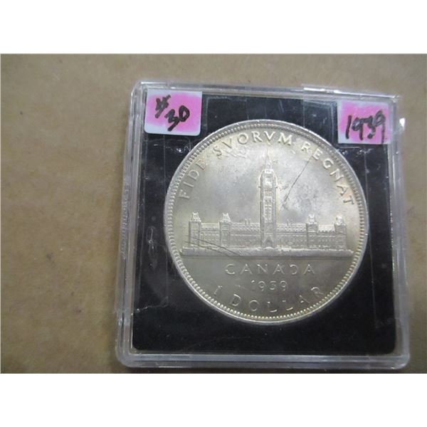1939 CANADA PARLIAMENT SILVER DOLLAR